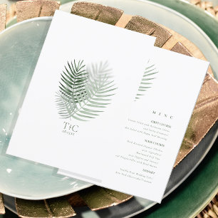 Lush Palm Leaf Wedding Menu Moss Green ID956