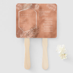 Lush Palm Leaf Wedding Program Terra Cotta ID956 Hand Fan