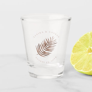 Lush Palm Leaf Wedding Terra Cotta ID956 Shot Glass