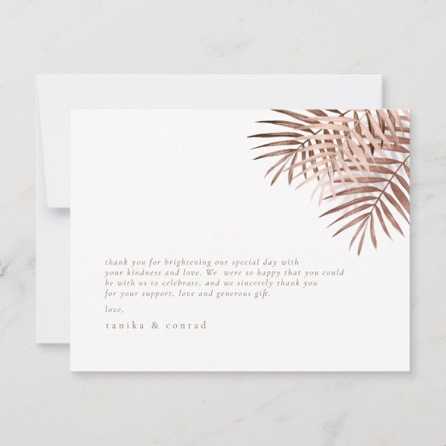 Lush Palm Leaf Wedding Terra Cotta ID956 Thank You Card (Back)