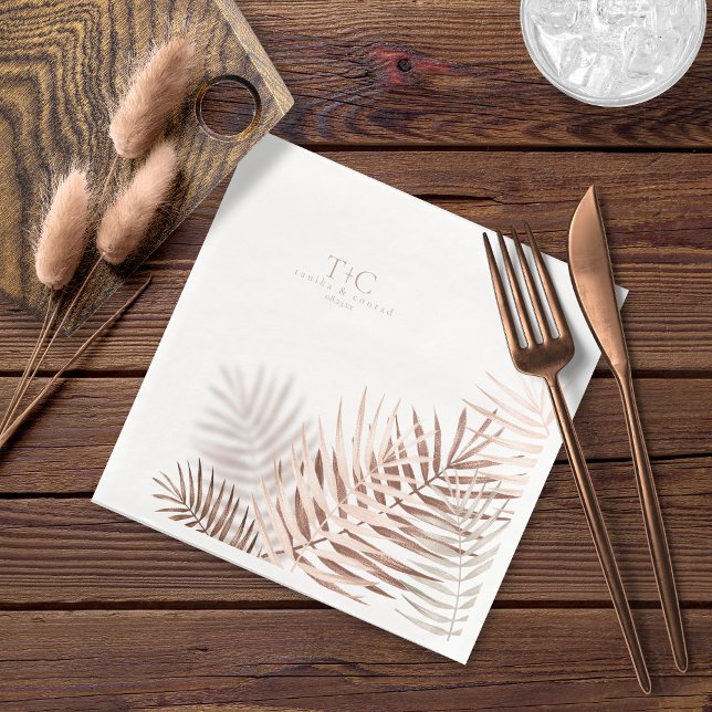 Lush Palm Leaf Wedding Terra Cotta/Wht ID956 Napkin (Creator Uploaded)