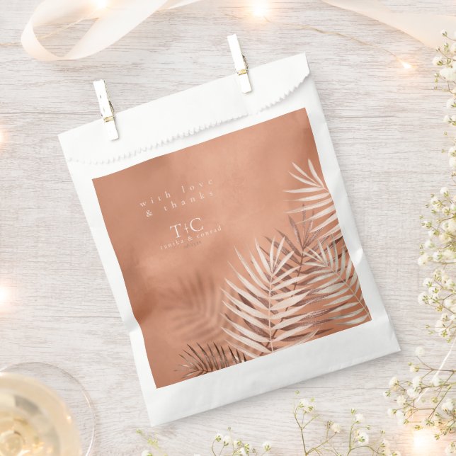 Lush Palm Leaf Wedding Thanks Terra Cotta ID956 Favour Bag (Clipped)