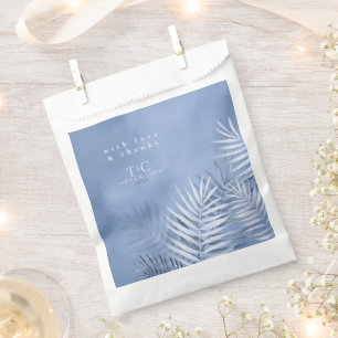Lush Palm Leaf Wedding Thanks Windsor Blue ID956 Favour Bag