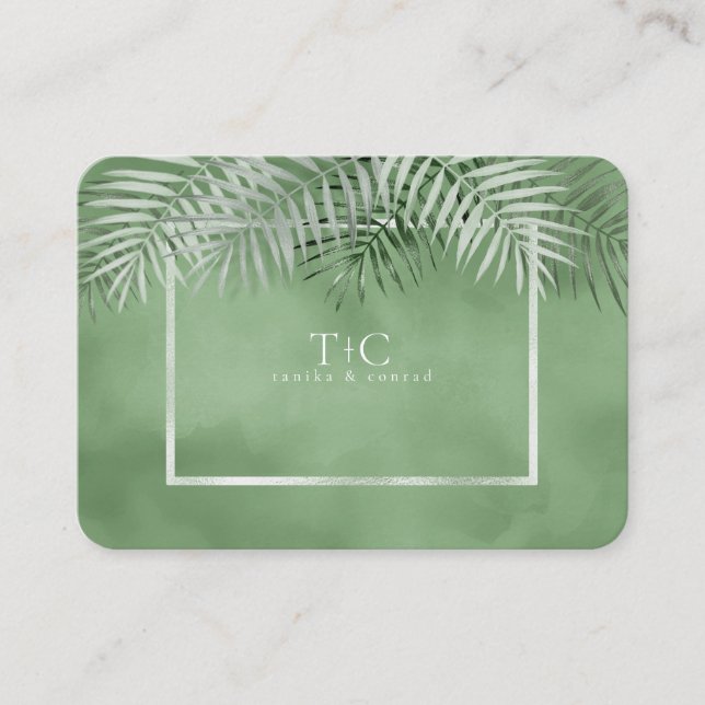 Lush Palm Leaf Wedding Website Moss Green ID956  Enclosure Card (Front)
