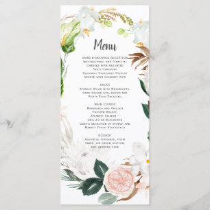 Lush Paradise White Blush Tropical Wreath Wedding Menu