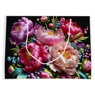Lush peonies with a pink ribbon, by Natasha Us Large Gift Bag