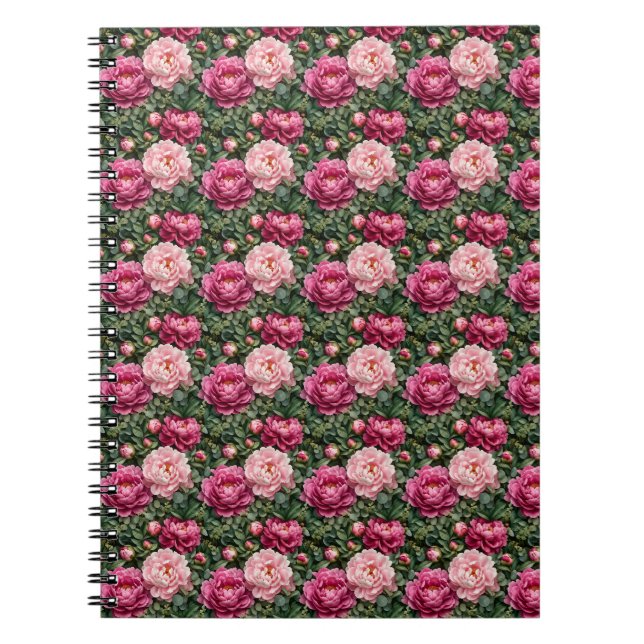 Lush Peony and Greenery Print Notebook (Front)
