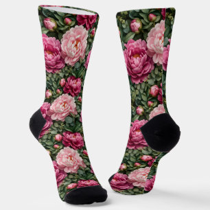 Lush Peony and Greenery Print Socks