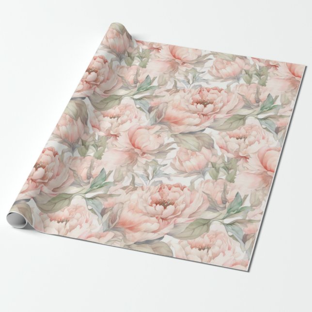  lush peony on a gentle backgroun   Wrapping Paper (Unrolled)