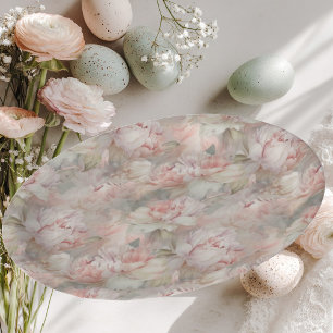  lush peony on a gentle background paper plate