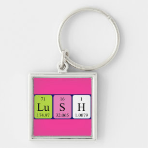 Lush periodic table word keyring