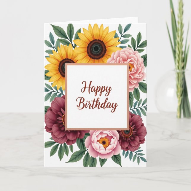 Lush Petals Birthday Card (Front)