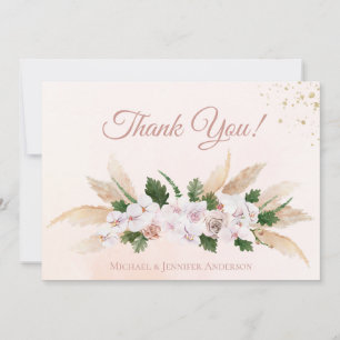 Lush Pink Gold Watercolor Floral Thank You Card