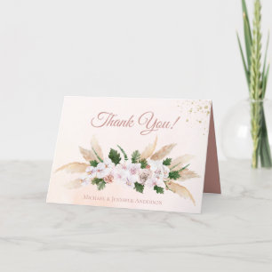 Lush Pink Gold Watercolor Floral Thank You Card
