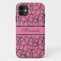 Lush Pink Lilies with black outline, pink glitter