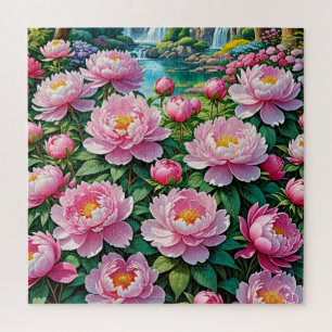 Lush pink peonies bloom jigsaw puzzle
