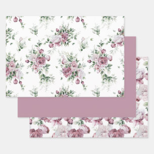 Lush Pink Peonies Greenery All Over Pattern Wrapping Paper Sheet