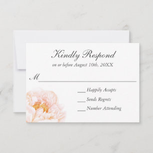 Lush Pink Peonies Watercolor Floral RSVP Card