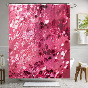 Lush Pink Sequin Shower Curtains Chic Bathroom 