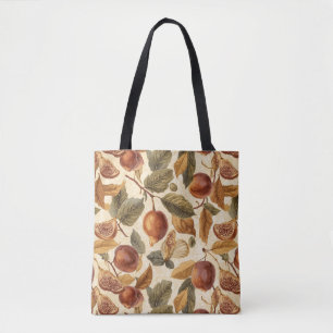 Lush Plums & Fig Leaf Tote Bag Artistic Florals