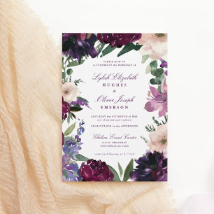 Lush Purple Flowers   Romantic Bridal Shower  Invitation