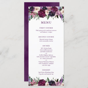 Lush Purple Flowers   Romantic Wedding Menu