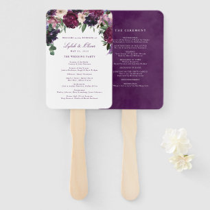 Lush Purple Flowers Romantic Wedding Program Han Hand Fan