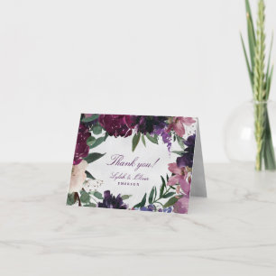 Lush Purple Flowers   Romantic Wedding Thank You Card
