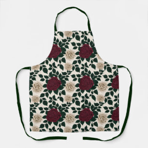 Lush Red And Burgundy Roses With Dark Green Leaves Apron