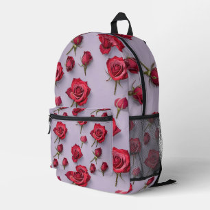 Lush Red Roses With Soft Dewy Petals  Printed Backpack