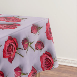Lush Red Roses With Soft Dewy Petals  Tablecloth