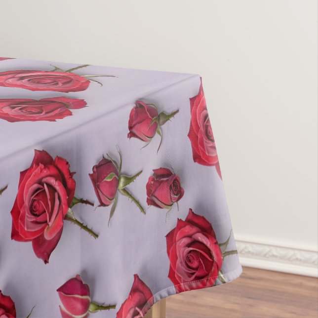 Lush Red Roses With Soft Dewy Petals  Tablecloth (In Situ)
