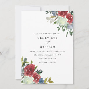 Lush Red Watercolor Floral Bouquet Wedding