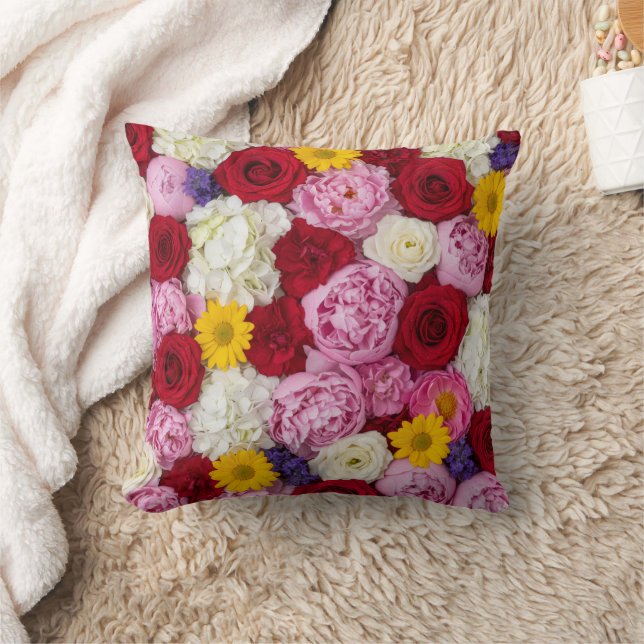 Lush Rose and Peony Garden Cushion (Blanket)