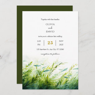 Lush Seagrass Underwater Watercolor Beach Wedding  Invitation