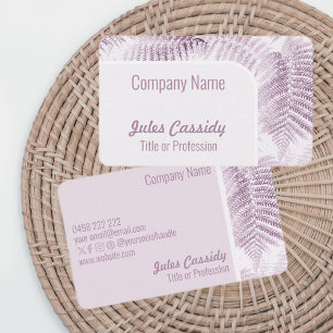 Lush Serene Pink Ferns Curved Border Business Card