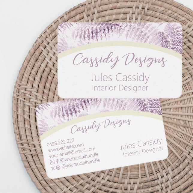 Lush Serene Pink Ferns on Arch Business Card (Creator Uploaded)