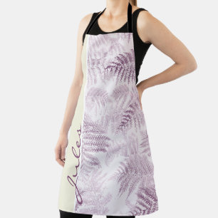 Lush Serene Pink Ferns on Yellow Apron