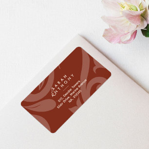 Lush Sienna Damask Classic Wedding Address Label