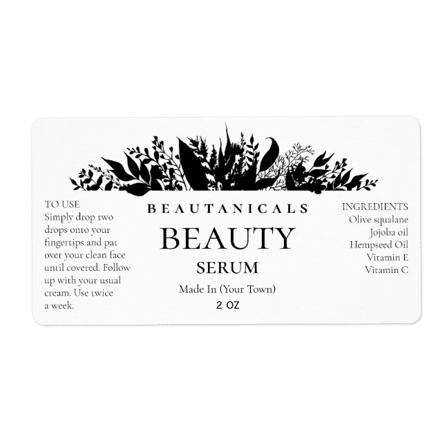 Lush Silhouette Black And White Serum Labels (Front)