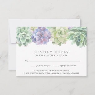 Lush Succulent Wedding Meal Choice RSVP Card