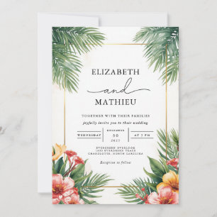 Lush Tropical Archway Wedding Invitation