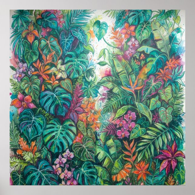 Lush Tropical Botanical Foliage Poster (Front)