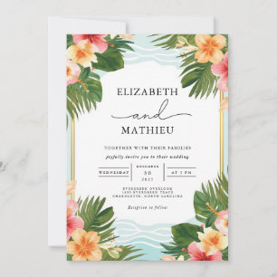Lush Tropical Flora Archway Wedding Invitation