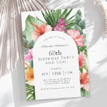 Lush Tropical Floral 60th Birthday Party and Luau Invitation<br><div class="desc">A beautifully lush tropical 60th Birthday Party design with colourful watercolor floral elements that include hibiscus blooms, ginger flowers and a variety of tropical foliage surrounding a stylish arched frame. The looks is vibrant and alive and sets the tone for your celebration in aloha style. A trendy arched frame inset...</div>