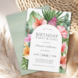 Lush Tropical Floral Birthday Party and Luau Invitation