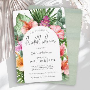Lush Tropical Floral Bridal Shower and Luau Invitation
