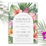 Lush Tropical Floral Couple's Shower and Luau Invitation<br><div class="desc">A beautifully lush tropical Couple's Baby Shower design with colourful watercolor floral elements that include hibiscus blooms, ginger flowers and a variety of tropical foliage. The looks is vibrant and alive and sets the tone for your celebration in aloha style. A trendy arched frame inset surrounding your text adds a...</div>