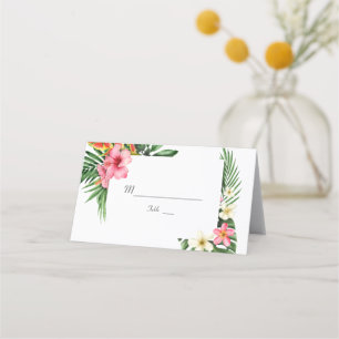 Lush Tropical Garden Flowers Wedding Place Card
