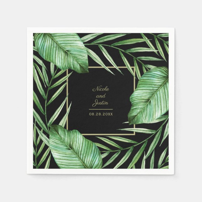 Lush Tropical Greenery Botanical Wedding Napkin (Front)
